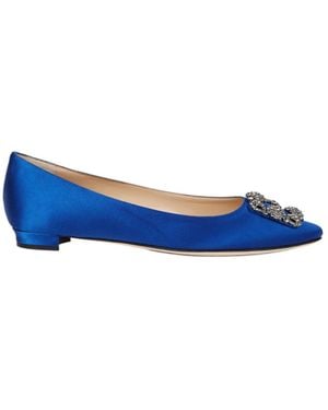 Manolo Blahnik Hangisi 10 Silk-Satin Flats - Blue