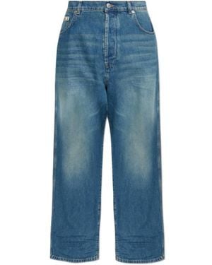 Moschino Vintage Effect Logo Patch Jeans - Blue