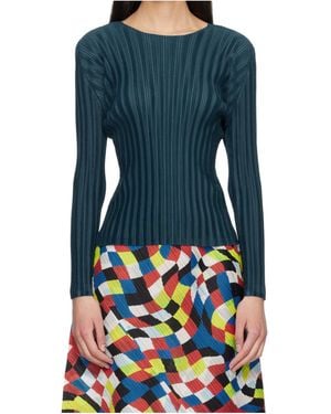 Pleats Please Issey Miyake Pleated Knit Top - Blue