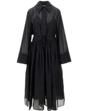 Jil Sander Cut-Out Poplin Shirt Dress - Black