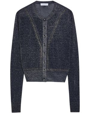Rabanne Embellished Metallic-Knit Cardigan - Blue