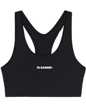 Jil Sander Logo Printed Sports Bra - Black
