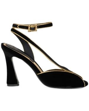 Etro Velvet High-Heeled Sandals With Metallic Trim - Black
