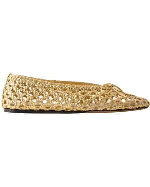 Le Monde Beryl Woven Leather Ballet Flats - Natural