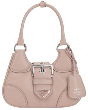 Prada Moon Padded Triangle Logo Shoulder Bag - Pink