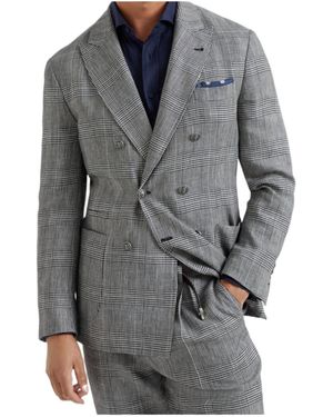 Brunello Cucinelli Double-Breasted Prince Of Wales Blazer - Grey
