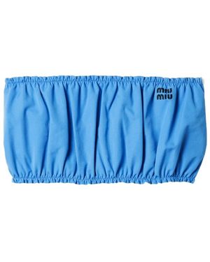 Miu Miu Cotton Poplin Bandeau Top - Blue