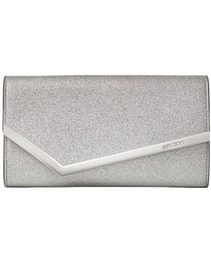 Jimmy Choo Fine Glitter Leather Clutch Bag - Grey