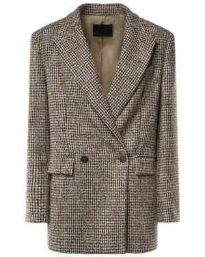 Dondup Houndstooth Double-Breasted Jacket - Gray