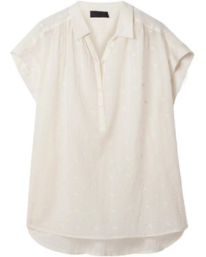 Nili Lotan Normandy Embroidered Cotton-Voile Blouse - White