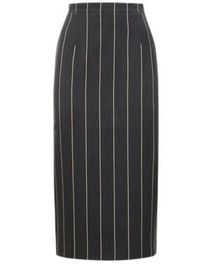 Alessandra Rich Pinstripe Mid-Length Skirt - Gray