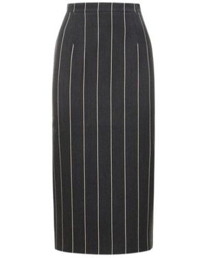 Alessandra Rich Pinstripe Mid-Length Skirt - Grey