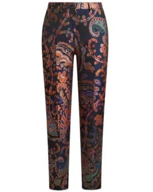 Etro Jacquard Floral-Paisley Cigarette Pants - Red