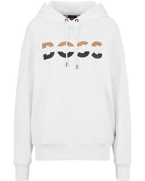 BOSS Color-Block Letter Print Hoodie - White
