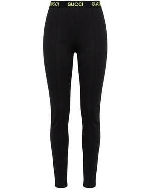Gucci Logo-Print Waistband Leggings - Black