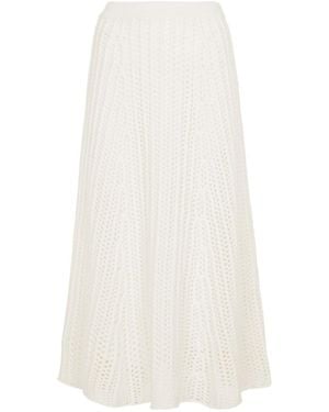 Gabriela Hearst Pablo Cable Knit Cashmere Midi Skirt - White
