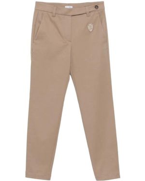 Brunello Cucinelli Logo-Patch Trousers - Natural