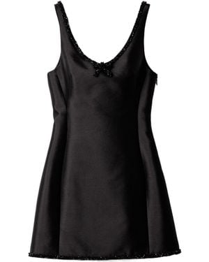 Miu Miu Embroidered Silk And Wool Mini-Dress - Black