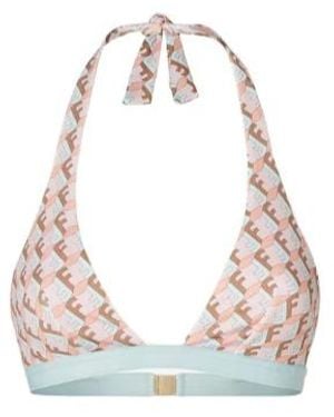Fendi Ff Waves Detailed Triangle Bikini Top - Pink