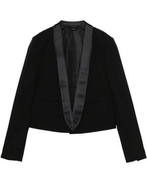 Tom Ford Bi-colour Single Breasted Shawl Lapel Cropped Tuxedo Jacket - Black