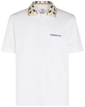 CASABLANCA Logo Embroidered Polo Shirt - White