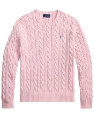 Polo Ralph Lauren Logo Embroidered Cable-Knit Jumper - Pink
