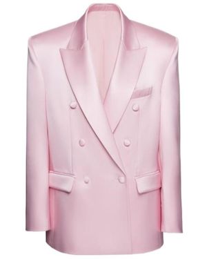 Magda Butrym Silk Satin Button-Down Suit Coat - Pink