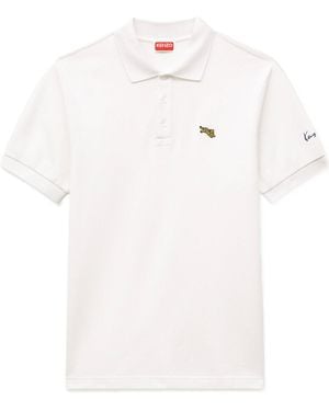 KENZO Jumping Tiger' Embroidered Slim Polo - White