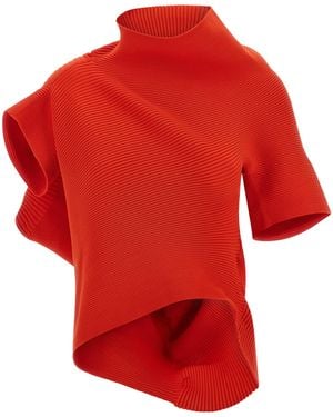 Issey Miyake Life Form Asymmetric Knitted Top - Red