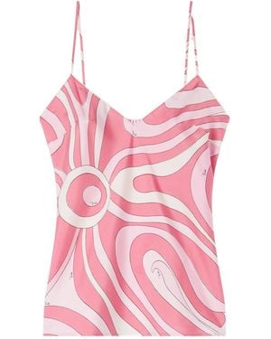 PUCCI Marble-Print Silk Top - Pink