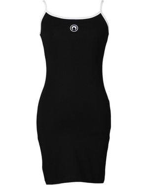 Marine Serre Moon Logo Jersey Mini Dress - Black