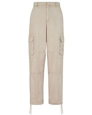 Fendi Logo Patch Wide-Leg Trousers - Natural