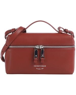 Emporio Armani Logo-Print Leather Tote Bag - Red