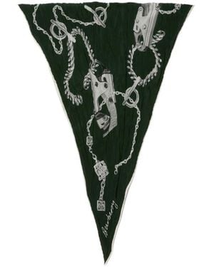 Burberry Knight-Print Silk Scarf - Green
