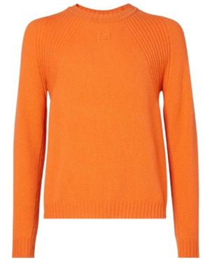 Fendi Ff Embossed Crewneck Sweater - Orange