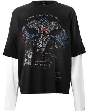 Represent Angel Graffiti Fake Two-Piece Long Sleeve Tee - Black