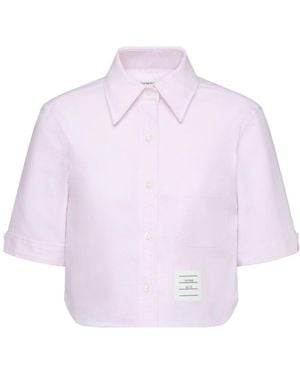 Thom Browne Logo-Patch Short-Sleeve Shirt - Purple