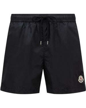 Moncler Logo Patch Drawstring Swim Shorts - Black