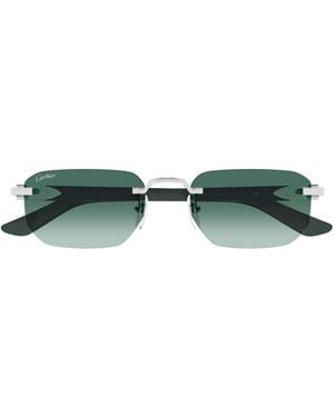 Cartier Geometric Frame Sunglasses - Green