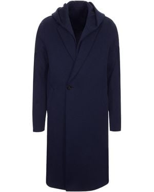 Emporio Armani Hooded Trench Coat - Blue