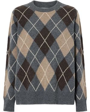 &Daughter Ava Argyle Wool Jumper - Grey