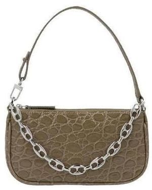 BY FAR Rachel Embossed Chain Detailed Mini Shoulder Bag - Metallic