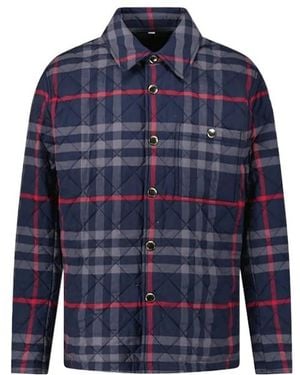 Burberry Plaid Cotton Coat - Blue