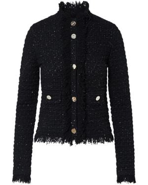 Liu Jo Sequinned Fringed Edge Cardigan - Black