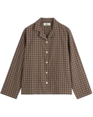 Tekla Plaid Shirt Pyjamas - Brown