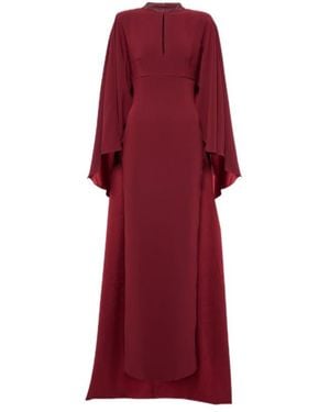 Roland Mouret Caped Crystal-Embellished Gown - Red