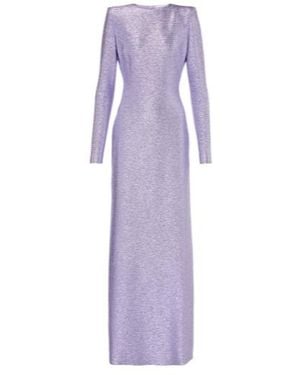 Oscar de la Renta Round Neck Long-Sleeved Dress - Purple