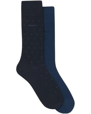 BOSS Two-Tone Fashion Long Cotton Socks - Black
