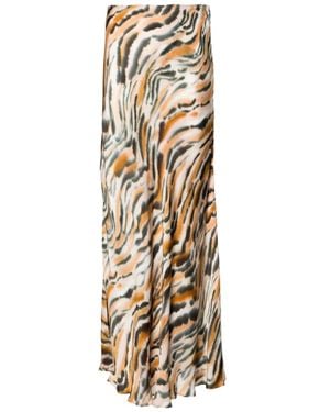 Twinset Animal-Print Satin Maxi Skirt - Metallic