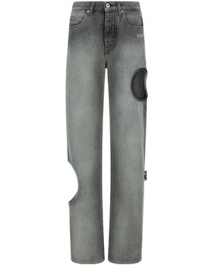 Off-White c/o Virgil Abloh Logo Patch Straight-Leg Jeans - Grey
